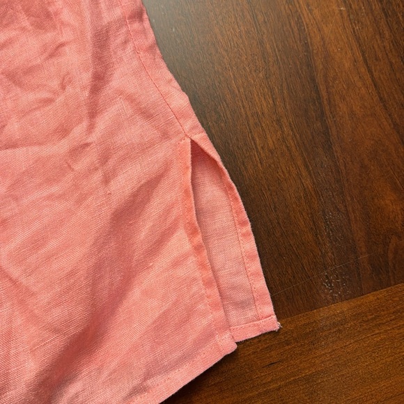 Talbots 100% Linen Pullover Pink Beaded Neckline Tunic - Picture 4 of 9